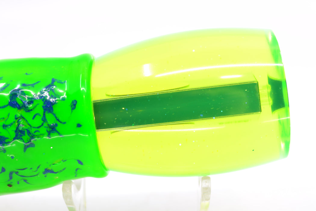 Bonze Lures Chartreuse Mirrored Hercules 12" 9.6oz Skirted Green-Blue Splatter-White
