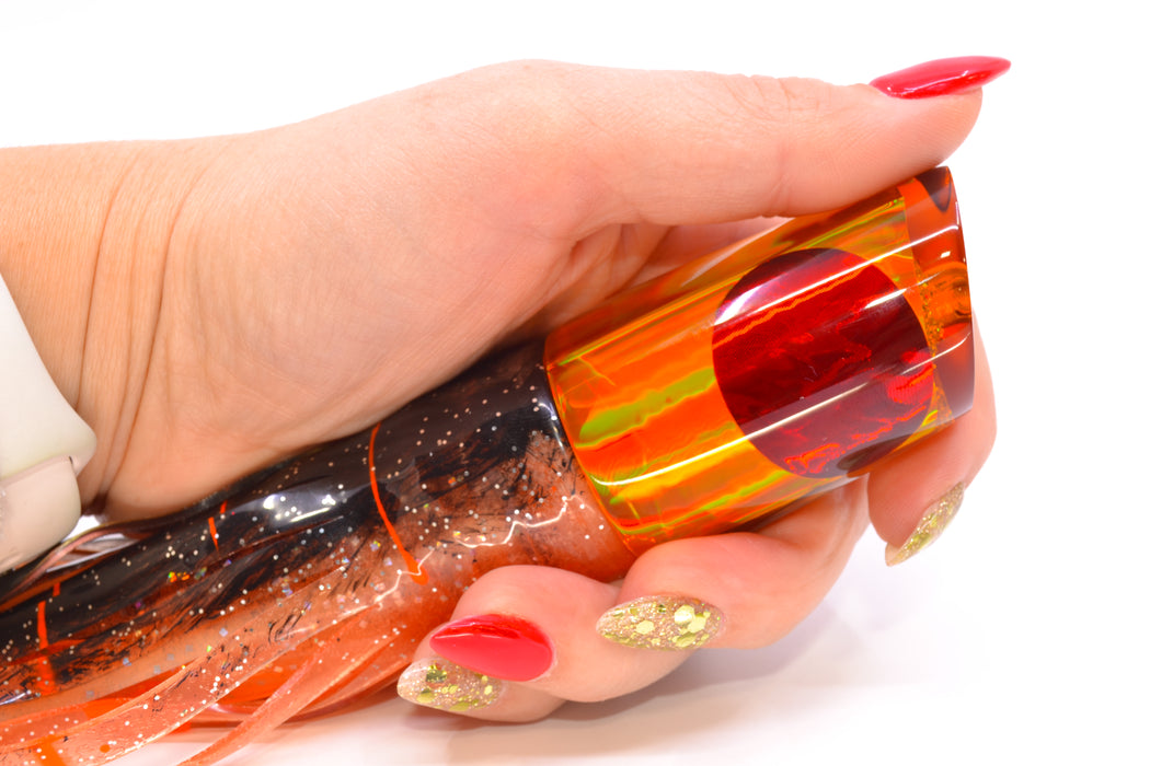 Koya Lures Amber Rainbow Red Eyes 614 9" 7oz Skirted Root Beer-Petrolero