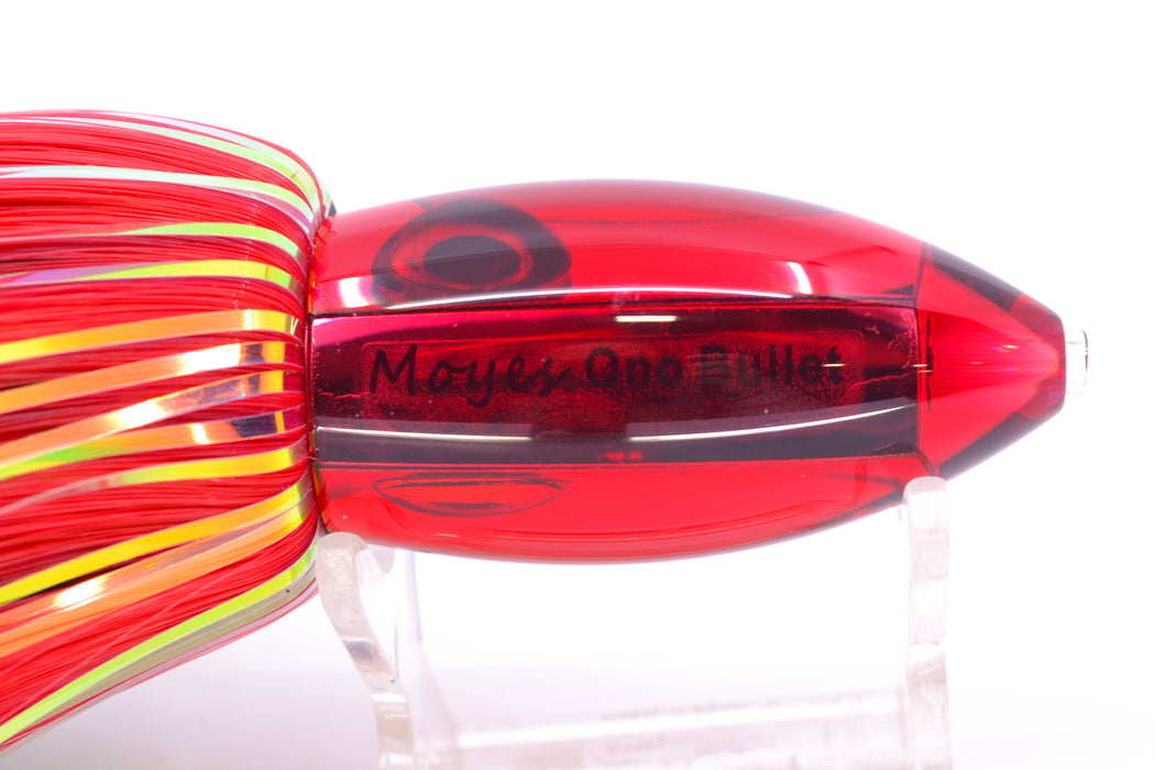 Moyes Lures Red Mirrored Small Ono Bullet 7" 3.8oz Skirted Black-Red Hair