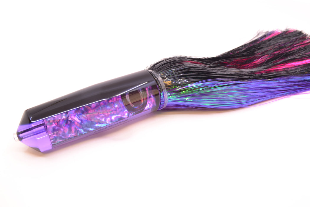 Moyes Lures Purple Rainbow MOP Black Back XL Sicario Bullet 14" 13.5oz Strobez Black-Purple