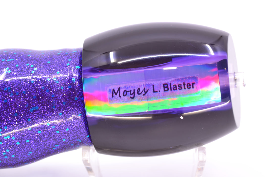 Moyes Lures Purple MOP Black Back Large Blaster 14" 10.7oz Skirted Black-Blue Bars GZE