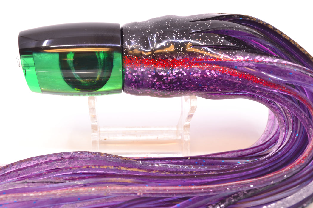 Moyes Lures Green MOP Black Back Taxi Eyes Kaiwi 10" 4.5oz Skirted Black-Red-Purple