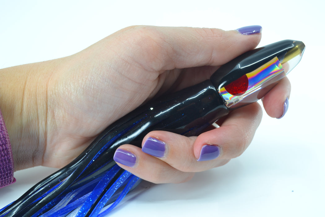 Koya Lures Rainbow Black Back Koya Bullet 5.5" 2.5oz Skirted Black Skipjack-Blue
