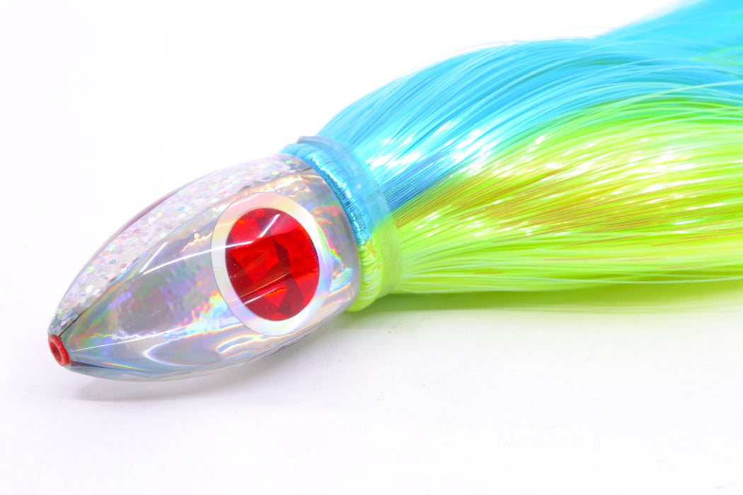 Aloha Lures Silver Rainbow Red-Silver Eyes Uncle Moe 9" 4oz Strobez Ice Blue-Green