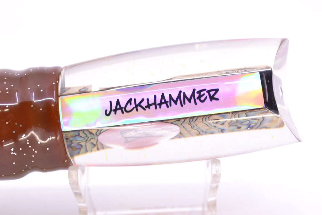 Bonze Lures Paua Shell Red Eyes Jackhammer 10" 8.5oz Skirted Root Beer-Black Kajiki