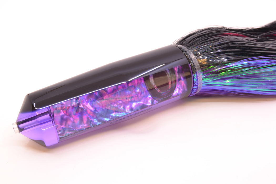 Moyes Lures Purple Rainbow MOP Black Back XL Sicario Bullet 14" 13.5oz Strobez Black-Purple