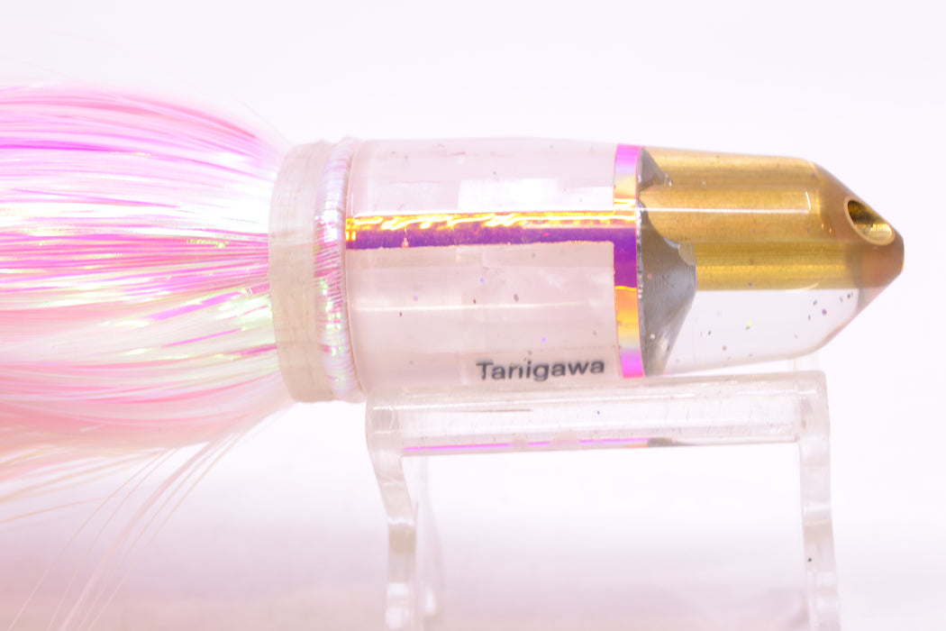 Tanigawa Lures White MOP/Pink Rainbow 2-Hole Bullet 7" 6oz Strobez White/Pink