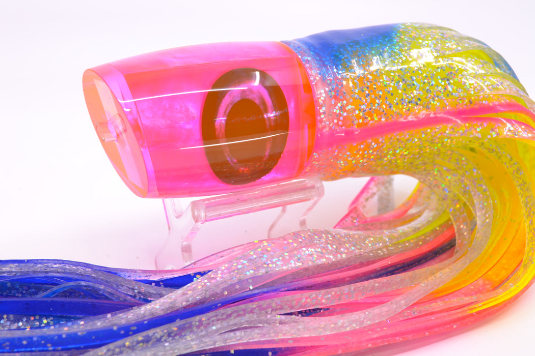 Moyes Lures Pink MOP Taxi Eyes Hannibal 14" 9oz Skirted Holo-Blue Bars