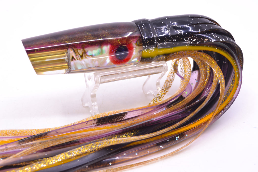 Big Reidee Lures Natural EKG Shell Root Beer Back 4-Hole Cut Face 9" 5.4oz Skirted Black-Gold GZE