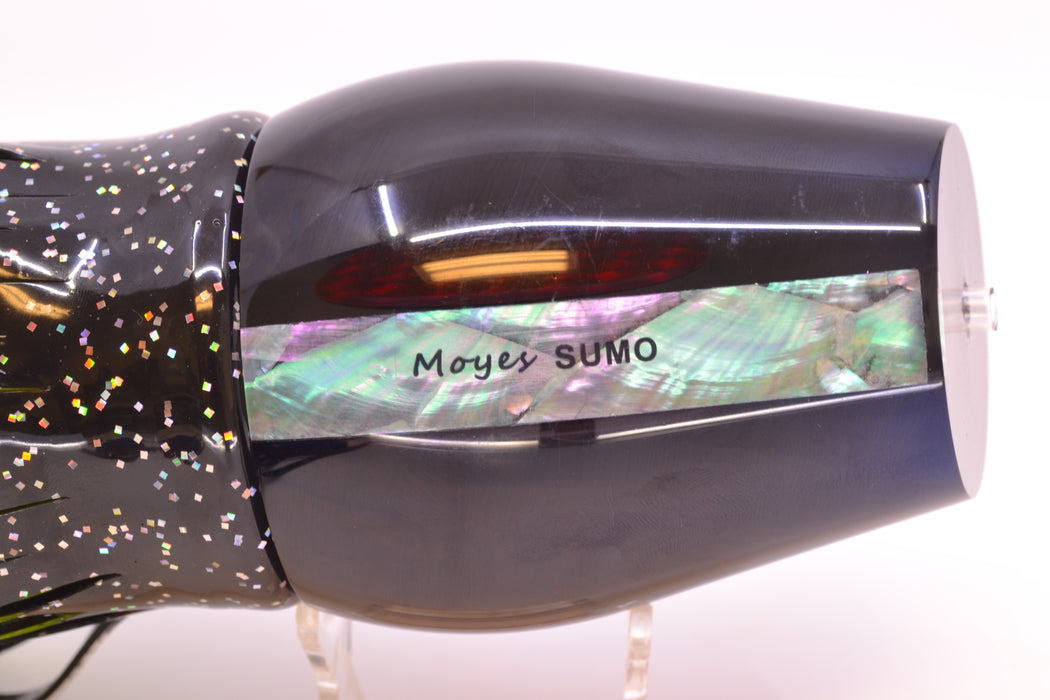 Moyes Lures Black Pearl Black Back Red Eyes Sumo Teaser 27oz Skirted Black/Rainbow