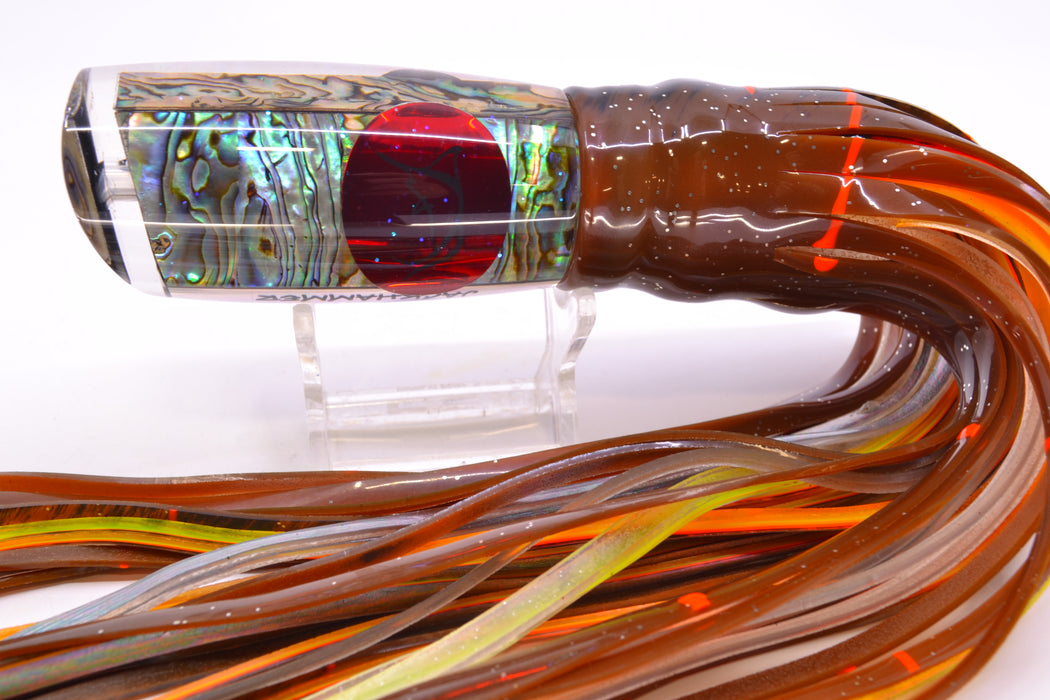 Bonze Lures Paua Shell Red Eyes Jackhammer 10" 8.5oz Skirted Root Beer-Black Kajiki