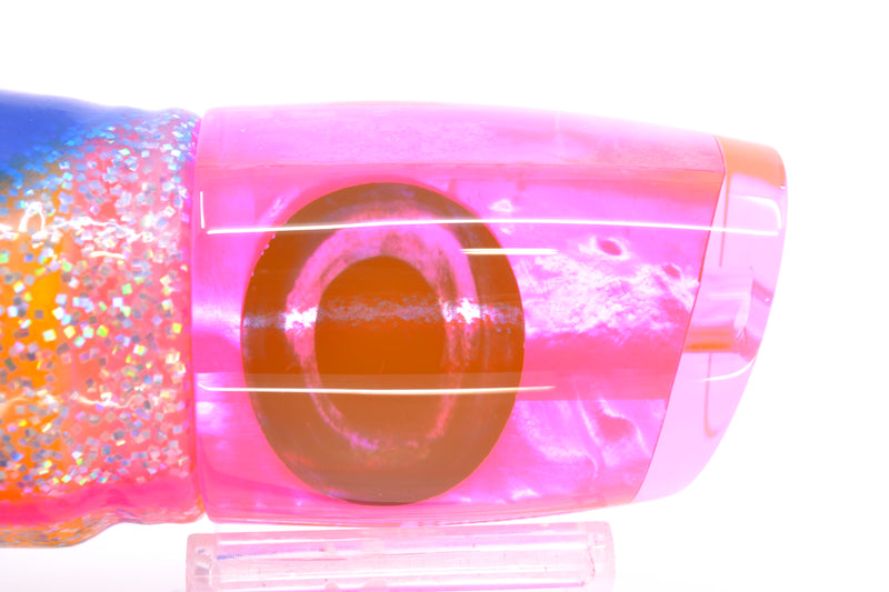 Moyes Lures Pink MOP Taxi Eyes Hannibal 14" 9oz Skirted Holo-Blue Bars