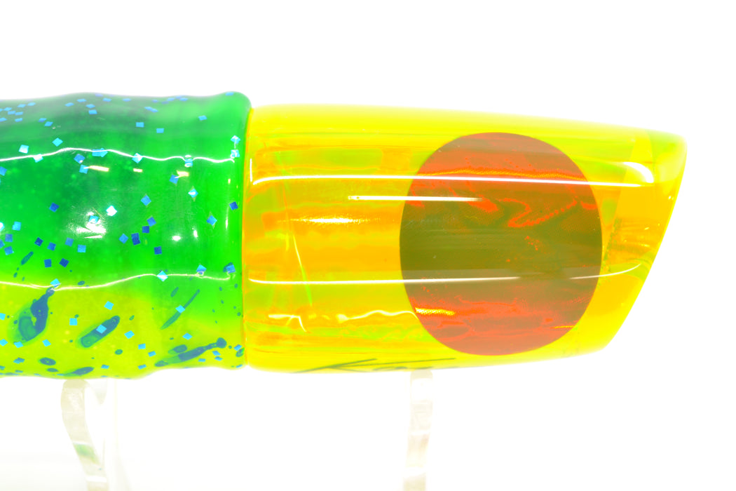 Koya Lures Chartreuse Rainbow Red Eyes 614 9" 7oz Skirted Mahi