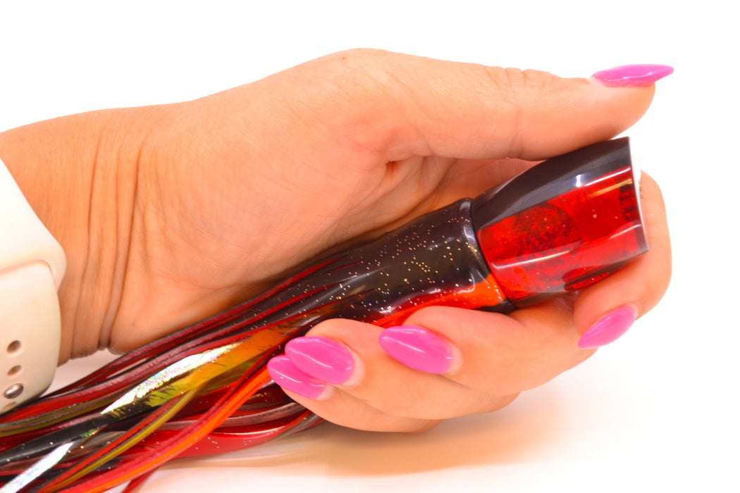 Marlin Magic Red Awabi Black Back Tiny Ruckus 7" 3oz Skirted Black-Orange-Black & Red Bars