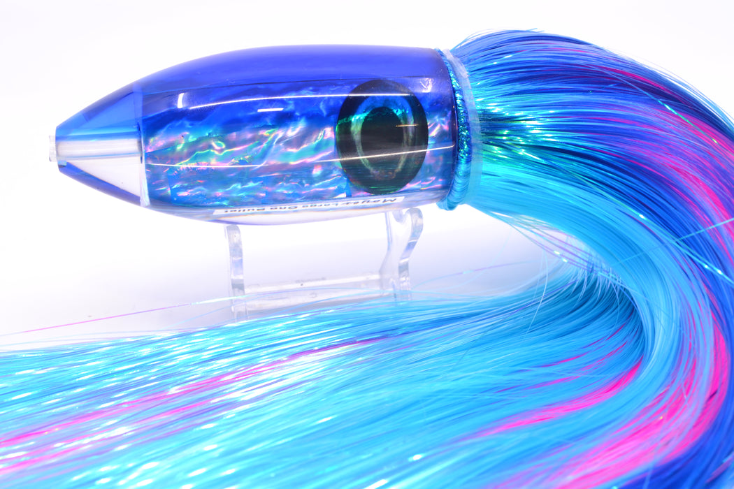 Moyes Lures Blue Awabi Blue Back Large Ono Bullet 14" 12oz Strobez Royal Blue-Ice Blue/Pink