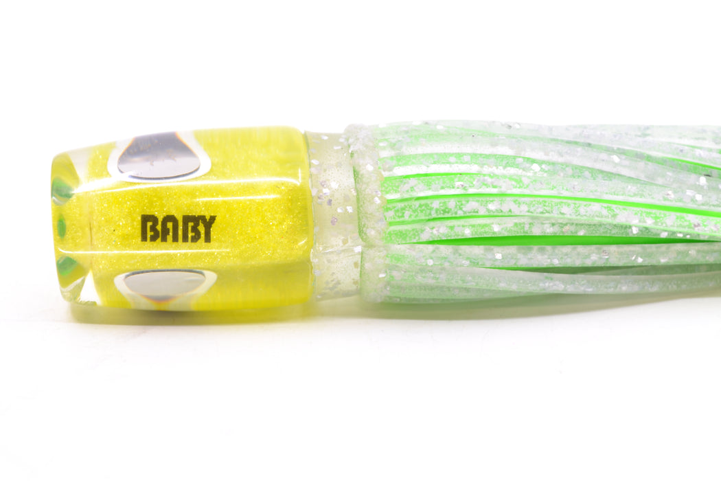 Amaral Lures Chartreuse Pearl Black-Silver Eyes Baby Jararaca 5" 1.4oz Clear/Green
