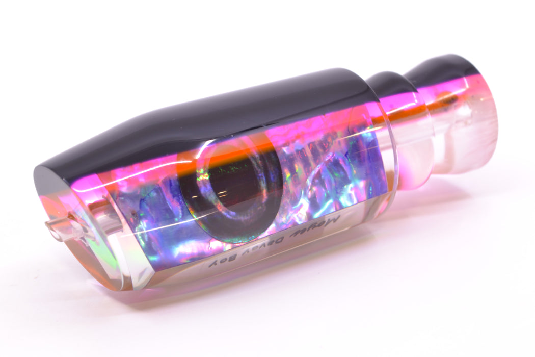 Moyes Lures Rainbow MOP Black-Pink Back Taxi Eyes Davey Boy 12" 5oz