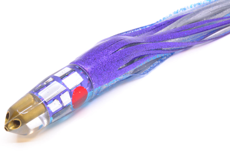 Tanigawa Lures Purple-Ice Blue Rainbow Cracked Glass 2-Hole Bullet 9"+ 10.5oz Skirted