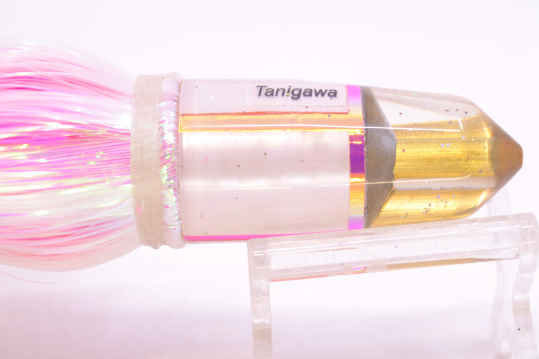 Tanigawa Lures White MOP/Pink Rainbow 2-Hole Bullet 7" 6oz Strobez White/Pink