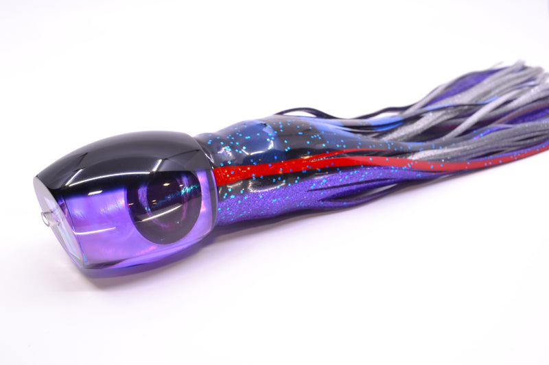 Moyes Lures Purple MOP Black Back Large Blaster 14" 10.7oz Skirted Black-Blue Bars