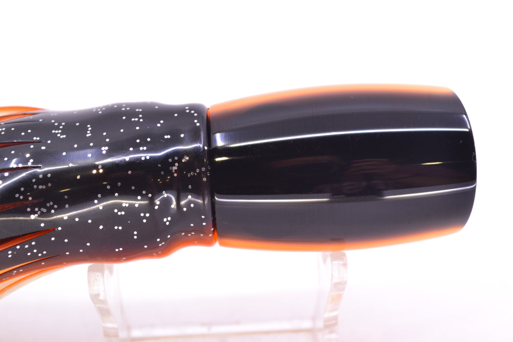 Moyes Lures Orange Awabi Black Back Small Boogeyman 9" 3.5oz Skirted Black-Clear GZE