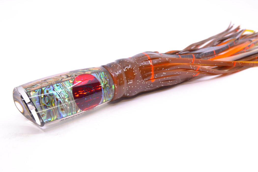 Bonze Lures Paua Shell Red Eyes Jackhammer 10" 8.5oz Skirted Root Beer-Black Kajiki