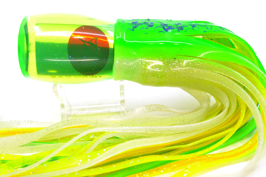 Bonze Lures Chartreuse Mirrored Hercules 12" 9.6oz Skirted Green-Blue Splatter-White