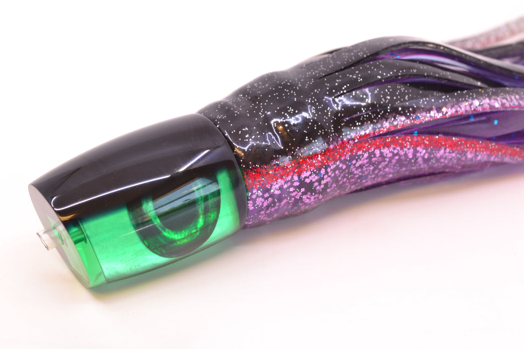 Moyes Lures Green MOP Black Back Taxi Eyes Kaiwi 10" 4.5oz Skirted Black-Red-Purple