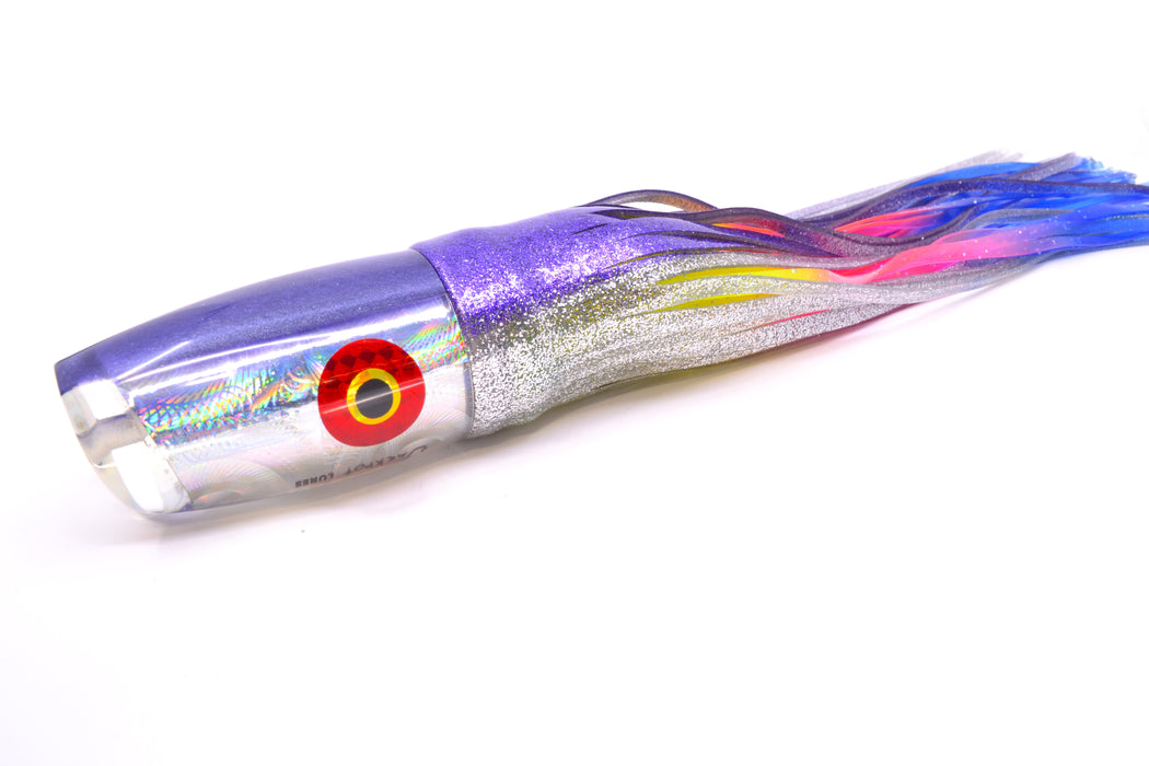 Jackpot Lures Silver Rainbow Swirl Purple Back Cameltoe 14" 10.7oz Skirted Purple-Silver