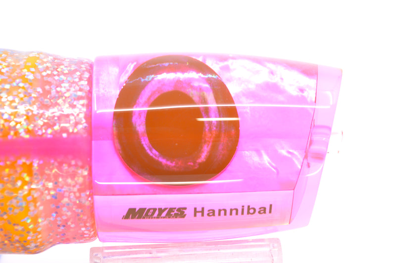 Moyes Lures Pink MOP Taxi Eyes Hannibal 14" 9oz Skirted Holo-Blue Bars
