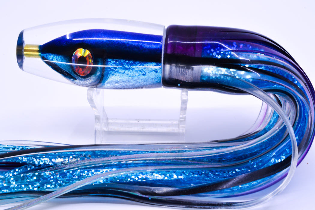 Tsutomu Lures "Hardline Aku" Fish Head Moke Invert 9" 7oz Skirted Purple Skipjack