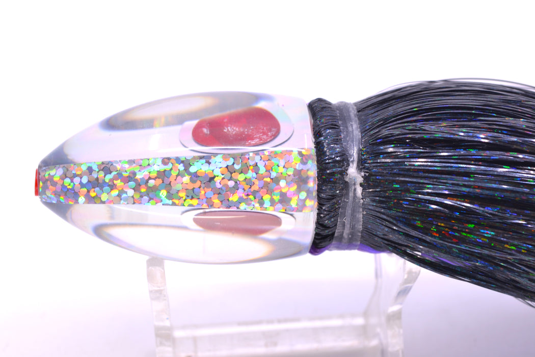 Aloha Lures Silver Rainbow Red-Silver Eyes Uncle Moe 9" 4oz Strobez Black-Purple