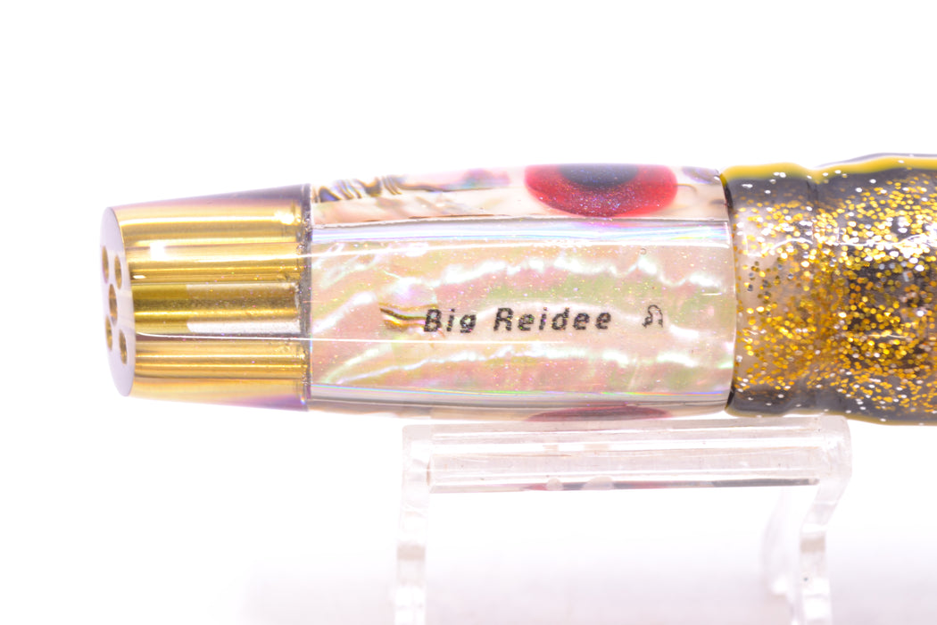 Big Reidee Lures Natural EKG Shell Root Beer Back 4-Hole Cut Face 9" 5.4oz Skirted Black-Gold GZE
