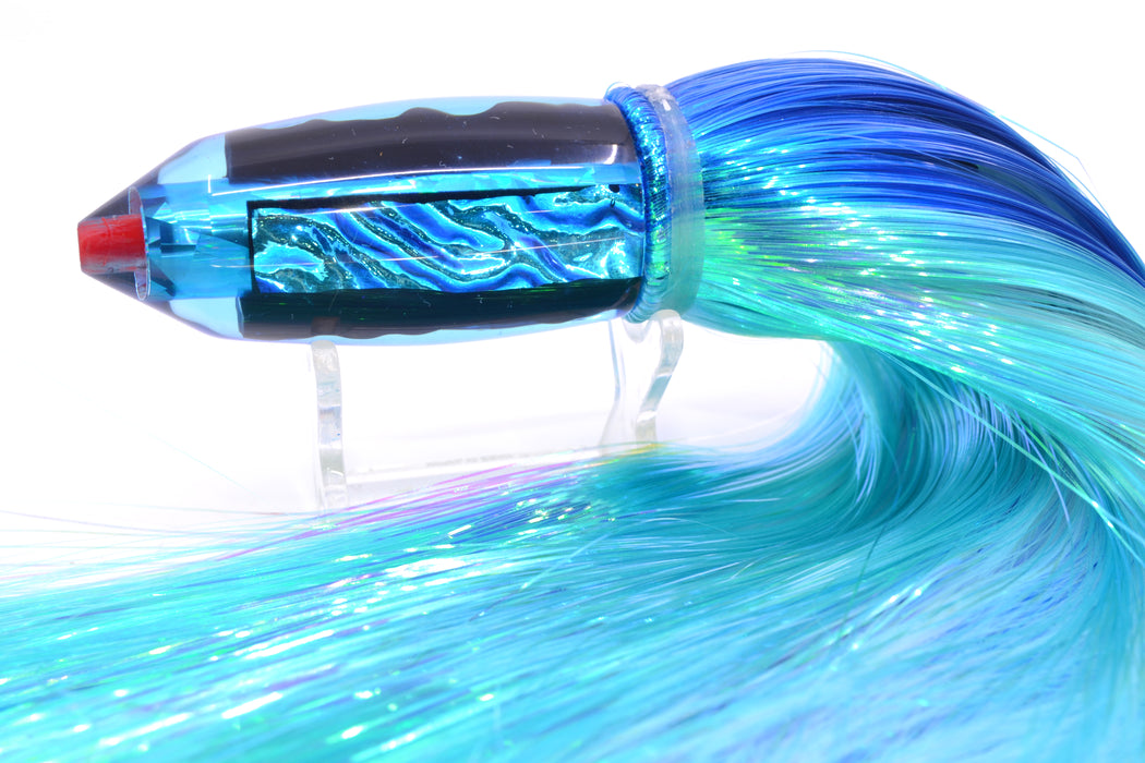 Aloha Lures Blue-Ice Blue Dichro Blue Rainbow Deep Six 9" 6oz Strobez Royal Blue-Ice Blue