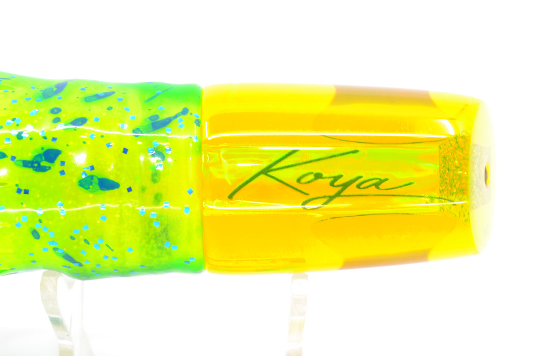 Koya Lures Chartreuse Rainbow Red Eyes 614 9" 7oz Skirted Mahi
