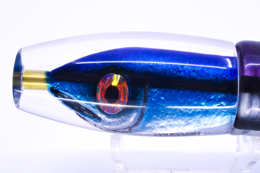Tsutomu Lures "Hardline Aku" Fish Head Moke Invert 9" 7oz Skirted Purple Skipjack