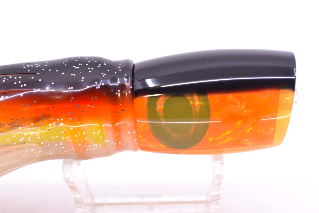 Moyes Lures Orange Awabi Black Back Small Boogeyman 9" 3.5oz Skirted Black-Clear GZE