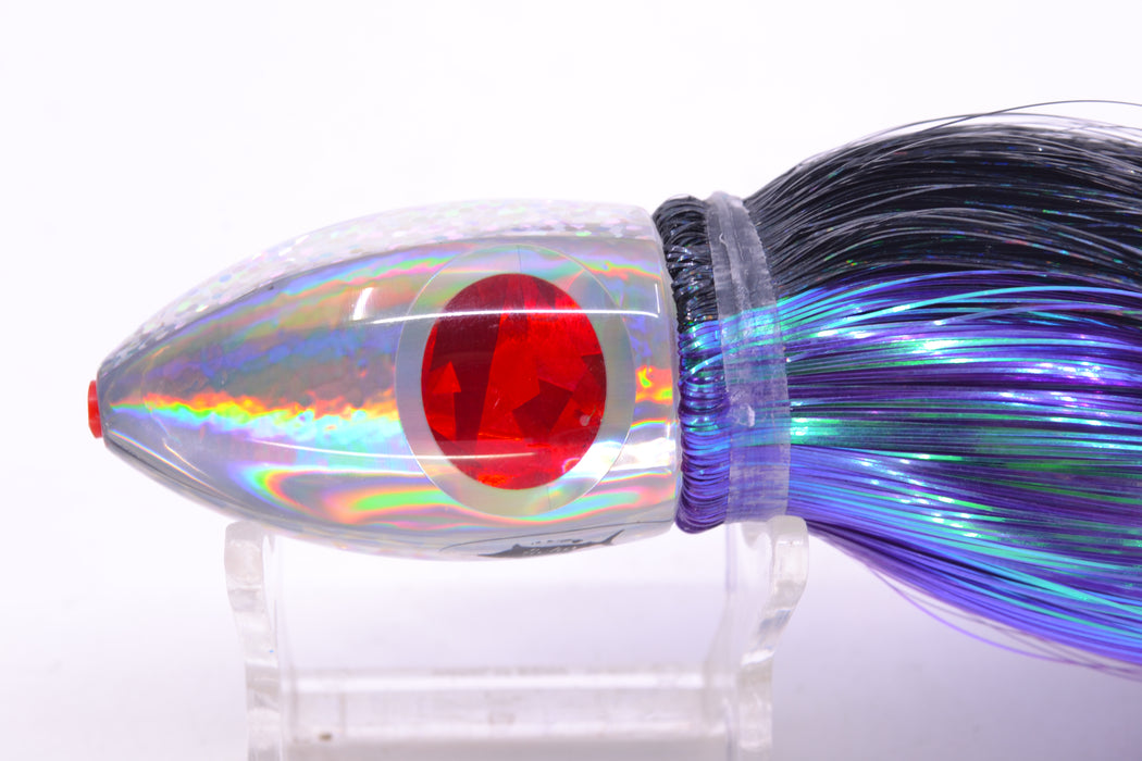 Aloha Lures Silver Rainbow Red-Silver Eyes Uncle Moe 9" 4oz Strobez Black-Purple