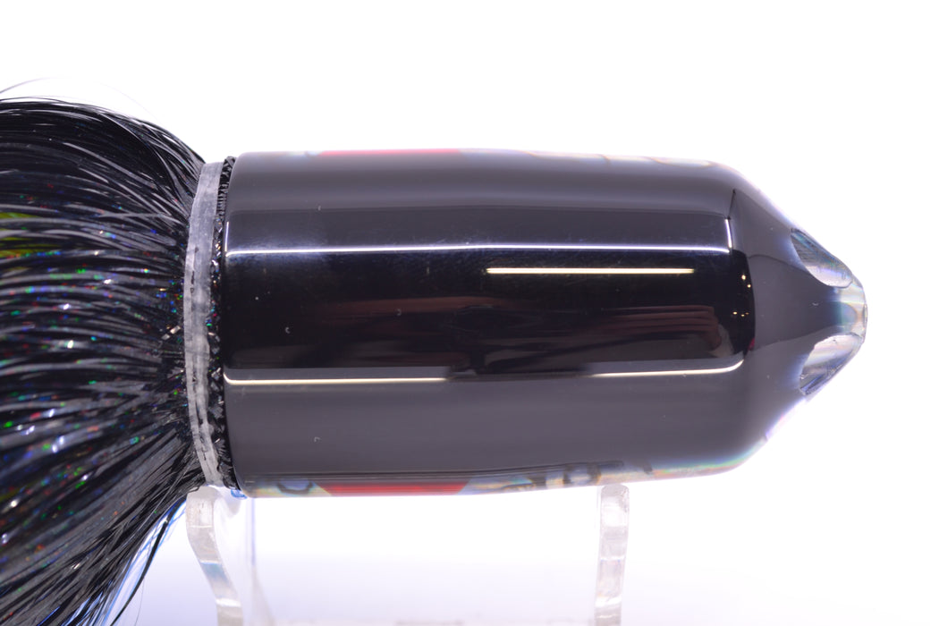 Moyes Lures Paua Shell Black Back Red Eyes 2-Hole Large Sniper Jet 12" 12oz EZ Flash