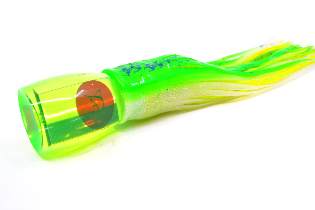 Bonze Lures Chartreuse Mirrored Hercules 12" 9.6oz Skirted Green-Blue Splatter-White