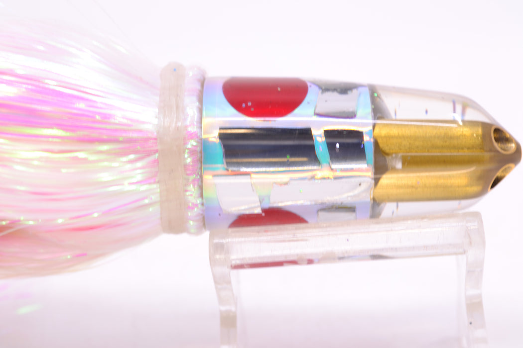 Tanigawa Lures Ice Rainbow Cracked Glass 2-Hole Bullet 7" 6oz Strobez White/Pink