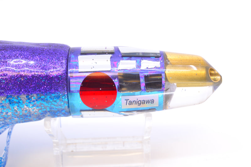 Tanigawa Lures Purple-Ice Blue Rainbow Cracked Glass 2-Hole Bullet 9"+ 10.5oz Skirted