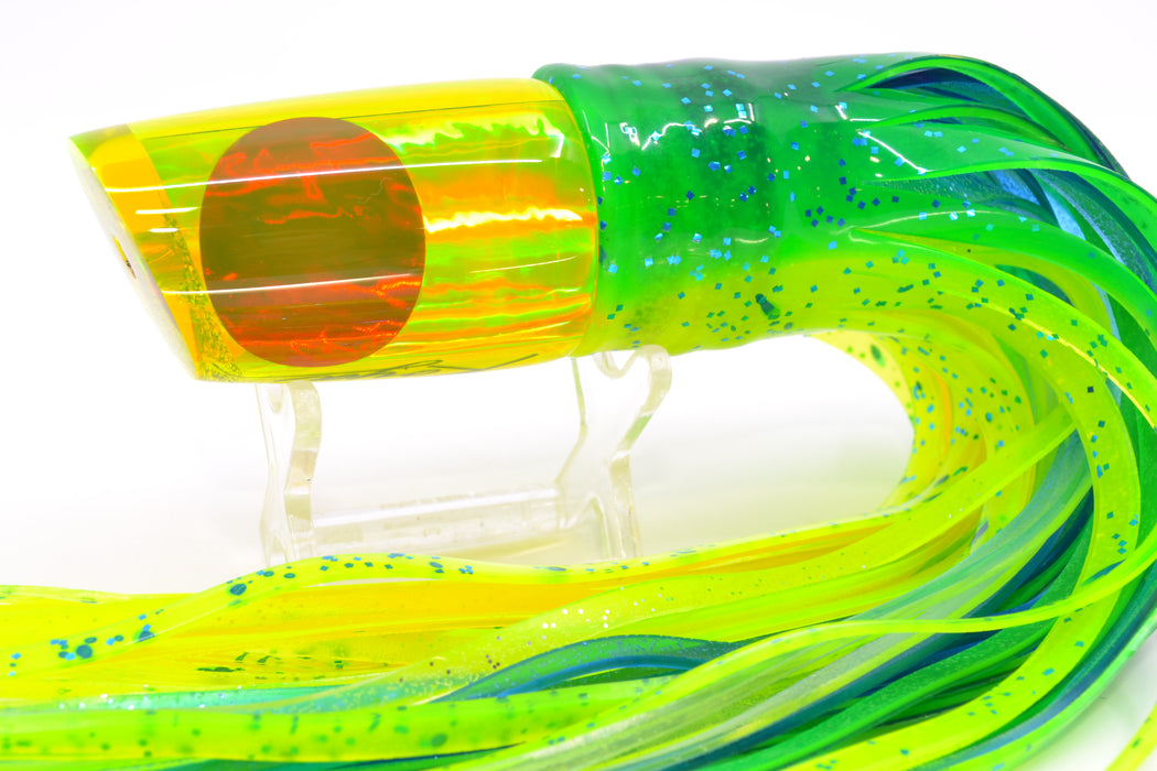 Koya Lures Chartreuse Rainbow Red Eyes 614 9" 7oz Skirted Mahi
