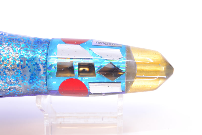 Tanigawa Lures Purple-Ice Blue Rainbow Cracked Glass 2-Hole Bullet 9"+ 10.5oz Skirted