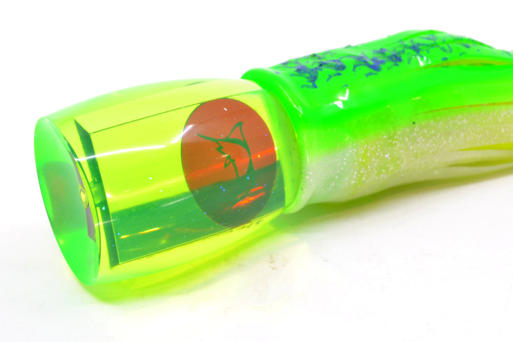 Bonze Lures Chartreuse Mirrored Hercules 12" 9.6oz Skirted Green-Blue Splatter-White