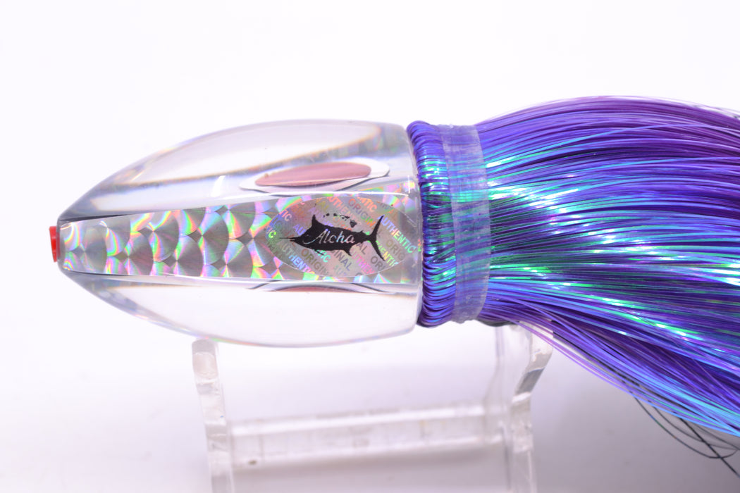Aloha Lures Silver Rainbow Red-Silver Eyes Uncle Moe 9" 4oz Strobez Black-Purple