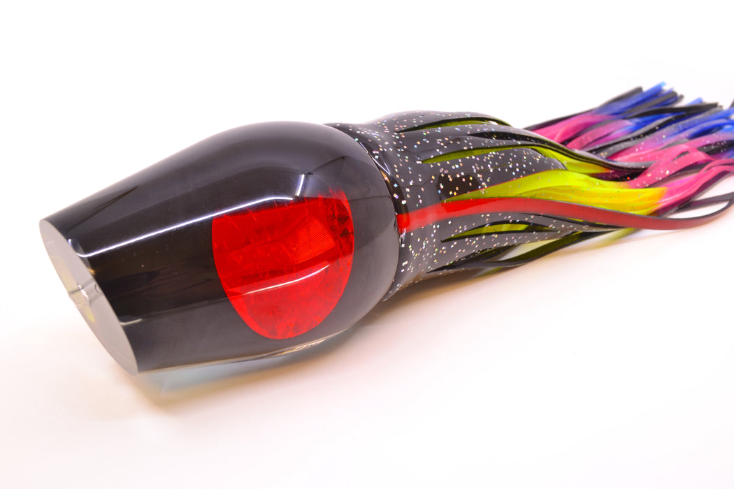 Moyes Lures Black Pearl Black Back Red Eyes Sumo Teaser 27oz Skirted Black/Rainbow
