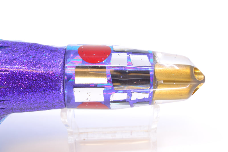 Tanigawa Lures Purple-Ice Blue Rainbow Cracked Glass 2-Hole Bullet 9"+ 10.5oz Skirted