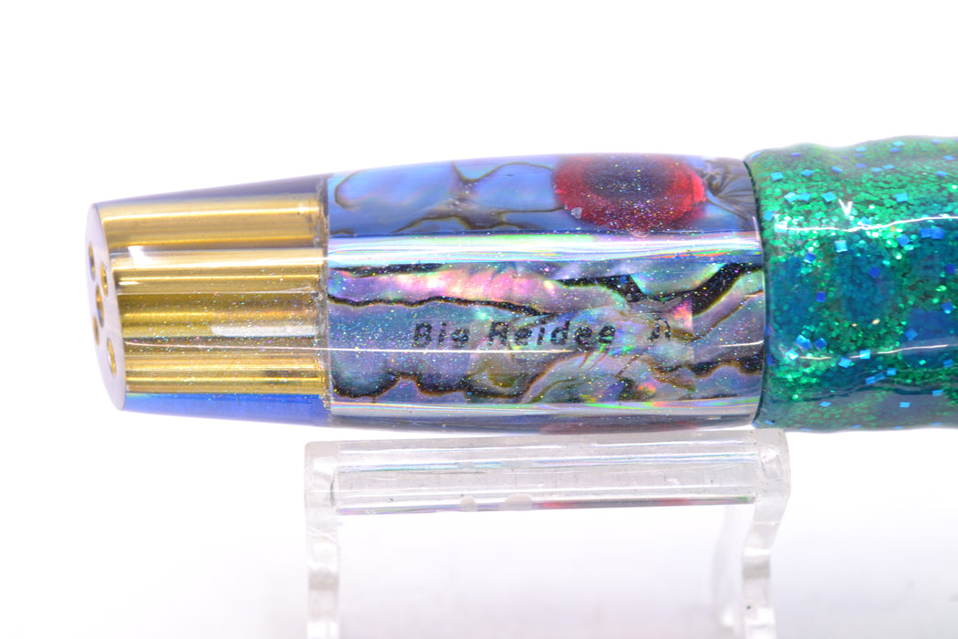 Big Reidee Lures Blue Paua Blue Back 4-Hole Cut Face 9" 5.4oz Skirted Black Dots-Blue Dots GZE