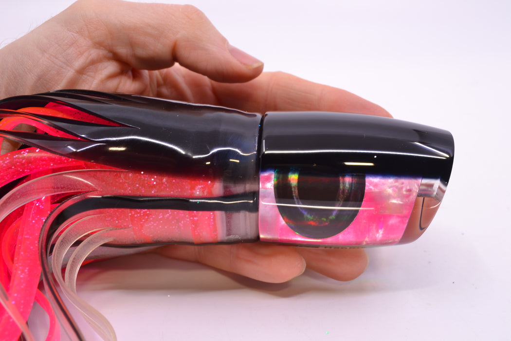 Moyes Lures Pink MOP Black Back Hannibal 14" 9oz Skirted Black Skipjack/Pink
